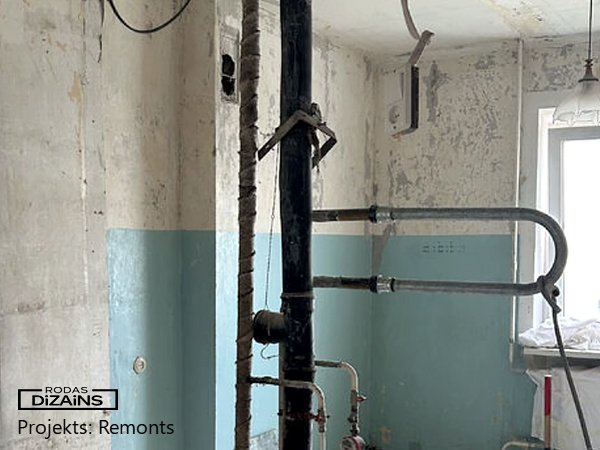 104. sērijas dzīvokļa pārplānošana remonta laikā — stāvvads un inženierkomunikācijas